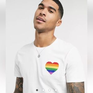 NWT A&F x The Trevor Project | Pride Collection｜Pride Flip Sequin Heart Tee